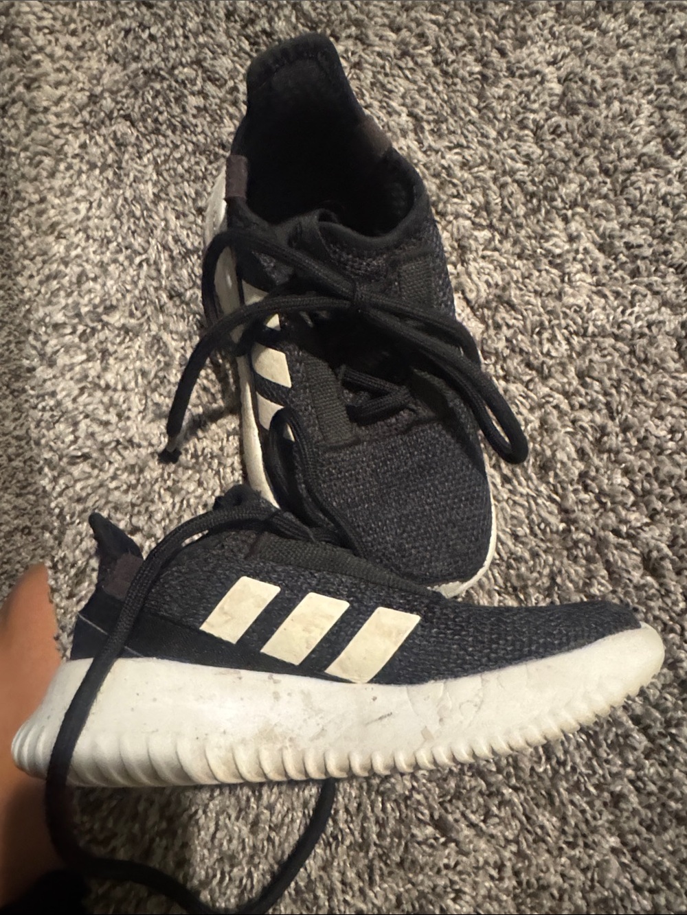 adidas Kids Black and White Knit Runner Sneakers